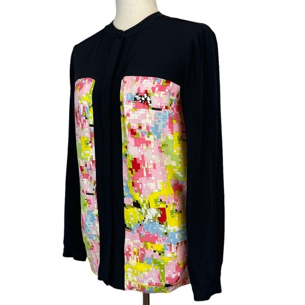 Tibi Geo Print Abstract Button Front Long Sleeve … - image 3